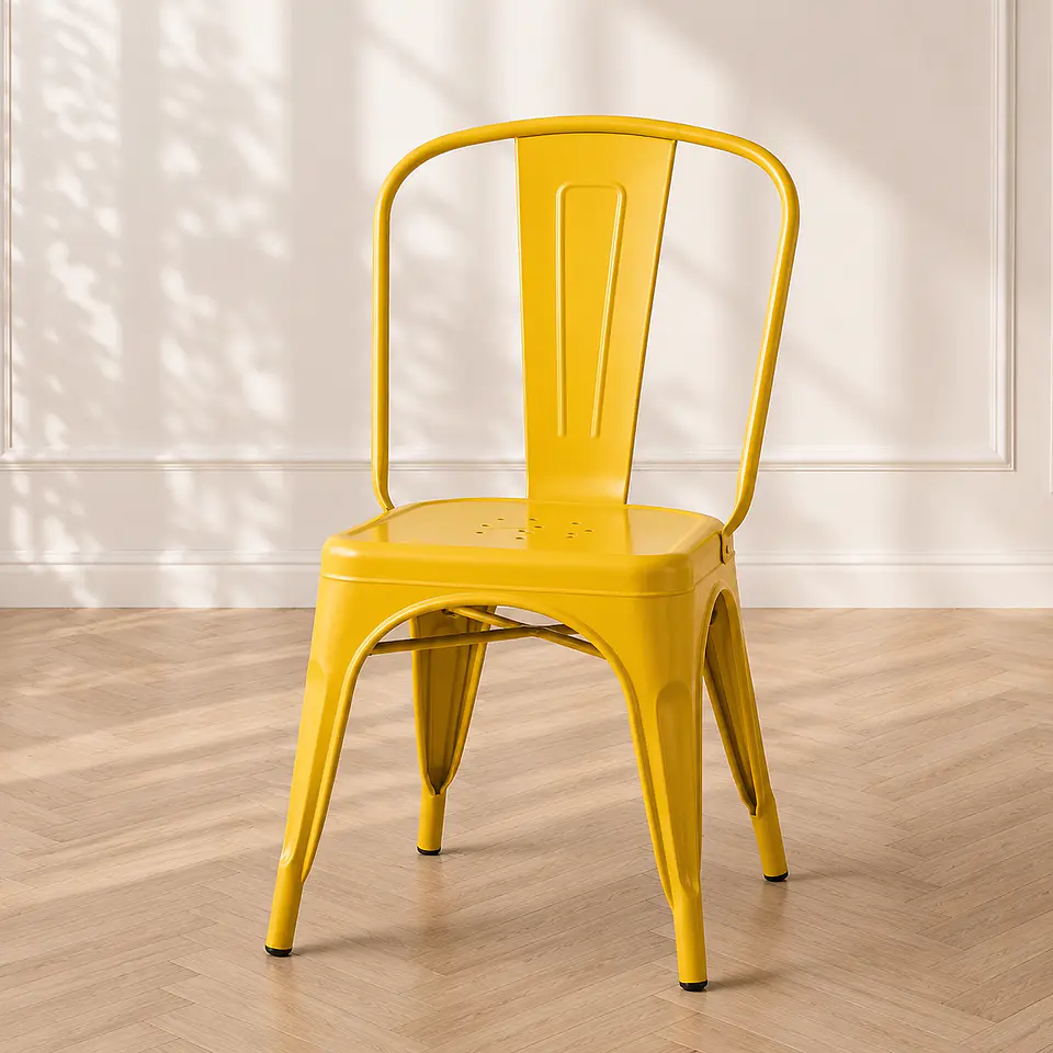 Silla Tolix Metal Amarillo -Comedor Terraza Restaurante  1