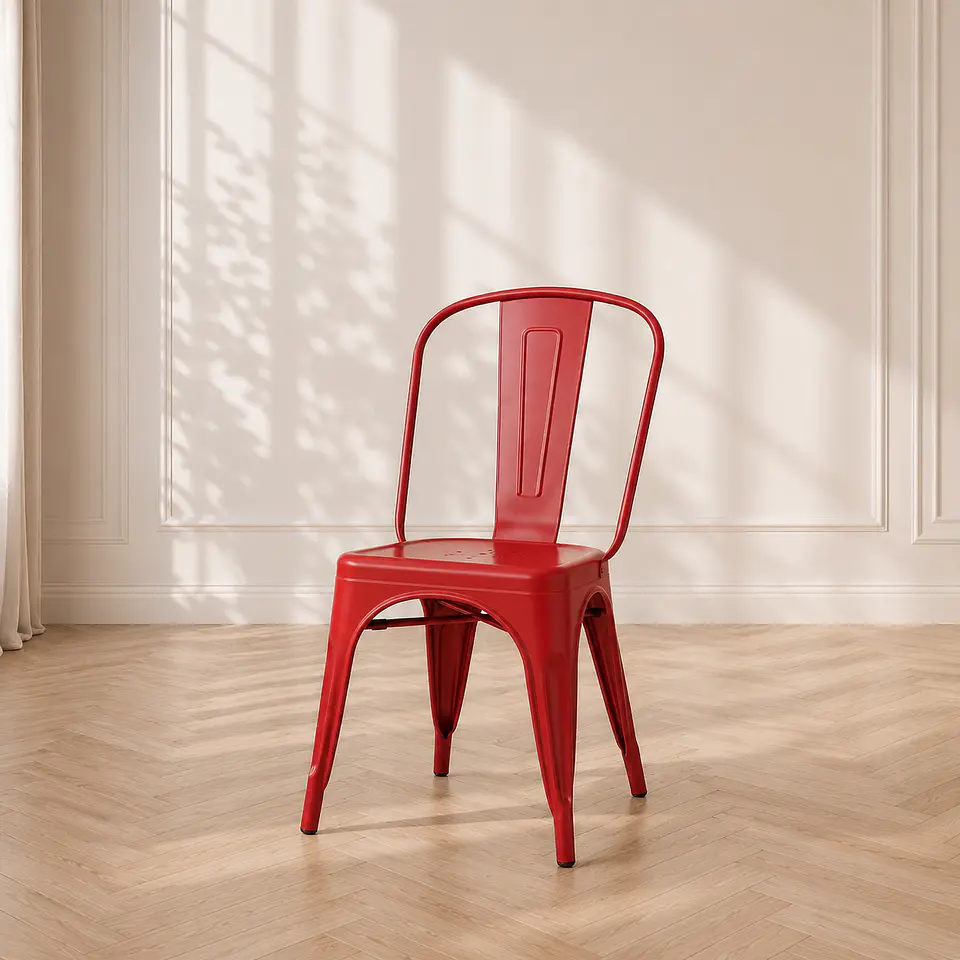 Silla Tolix Metal Rojo Apilable-Comedor Terraza Restaurante  1