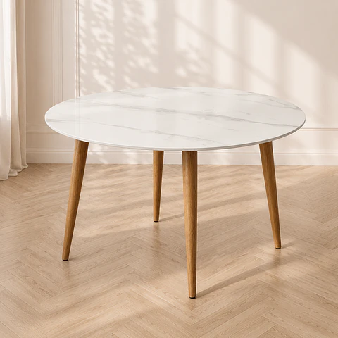 Mesa Redonda Cuarzo Calacatta - Comedor Cocina Living