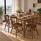 Mesa Rectangular Vema Walnut MDF + 4 Sillas Windsor Madera Haya Natural - Comedor Cocina Living - Miniatura 3
