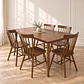 Mesa Rectangular Vema Walnut MDF + 4 Sillas Windsor Madera Haya Natural - Comedor Cocina Living - Miniatura 1