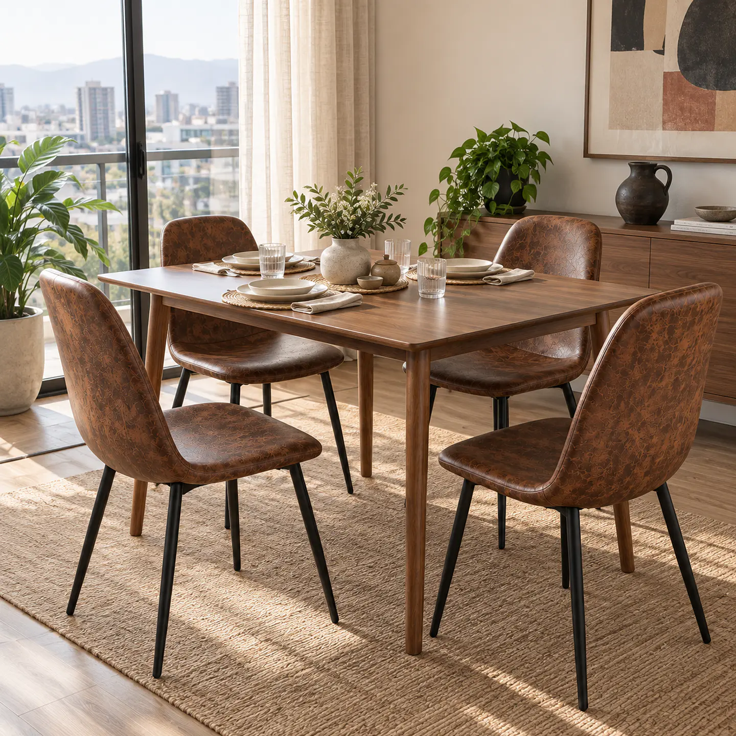 Mesa Rectangular Vema MDF + 4 Sillas Spoon Café Vintage Black - Comedor Cocina Living 3