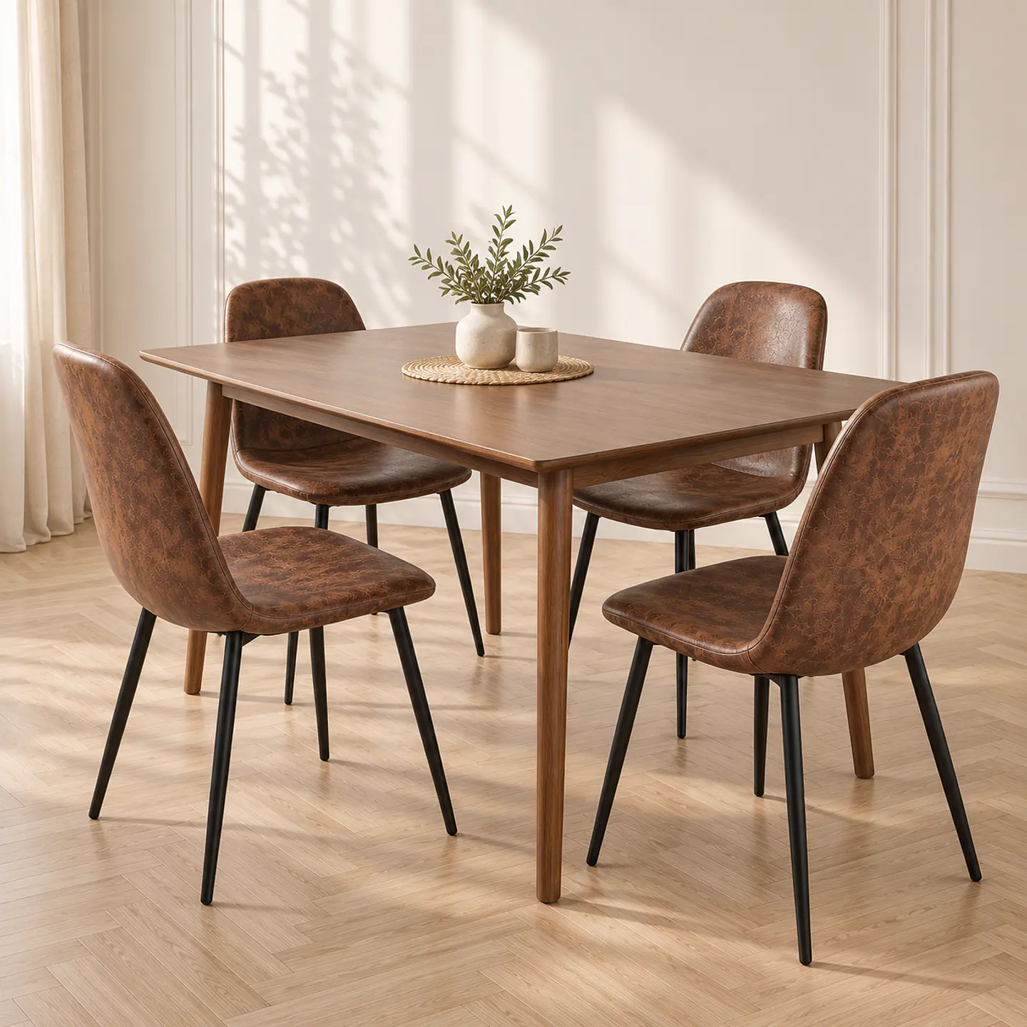 Mesa Rectangular Vema MDF + 4 Sillas Spoon Café Vintage Black - Comedor Cocina Living 1