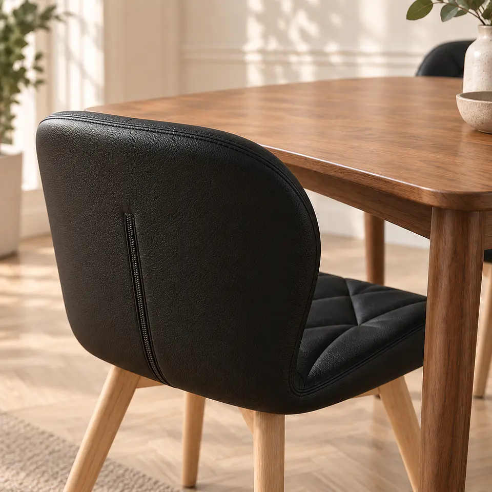 Mesa Rectangular Vema Walnut + 6 Sillas Mariposa Ecocuero - Comedor Cocina Living 2