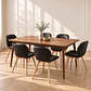 Mesa Rectangular Vema Walnut + 6 Sillas Mariposa Ecocuero - Comedor Cocina Living - Miniatura 1