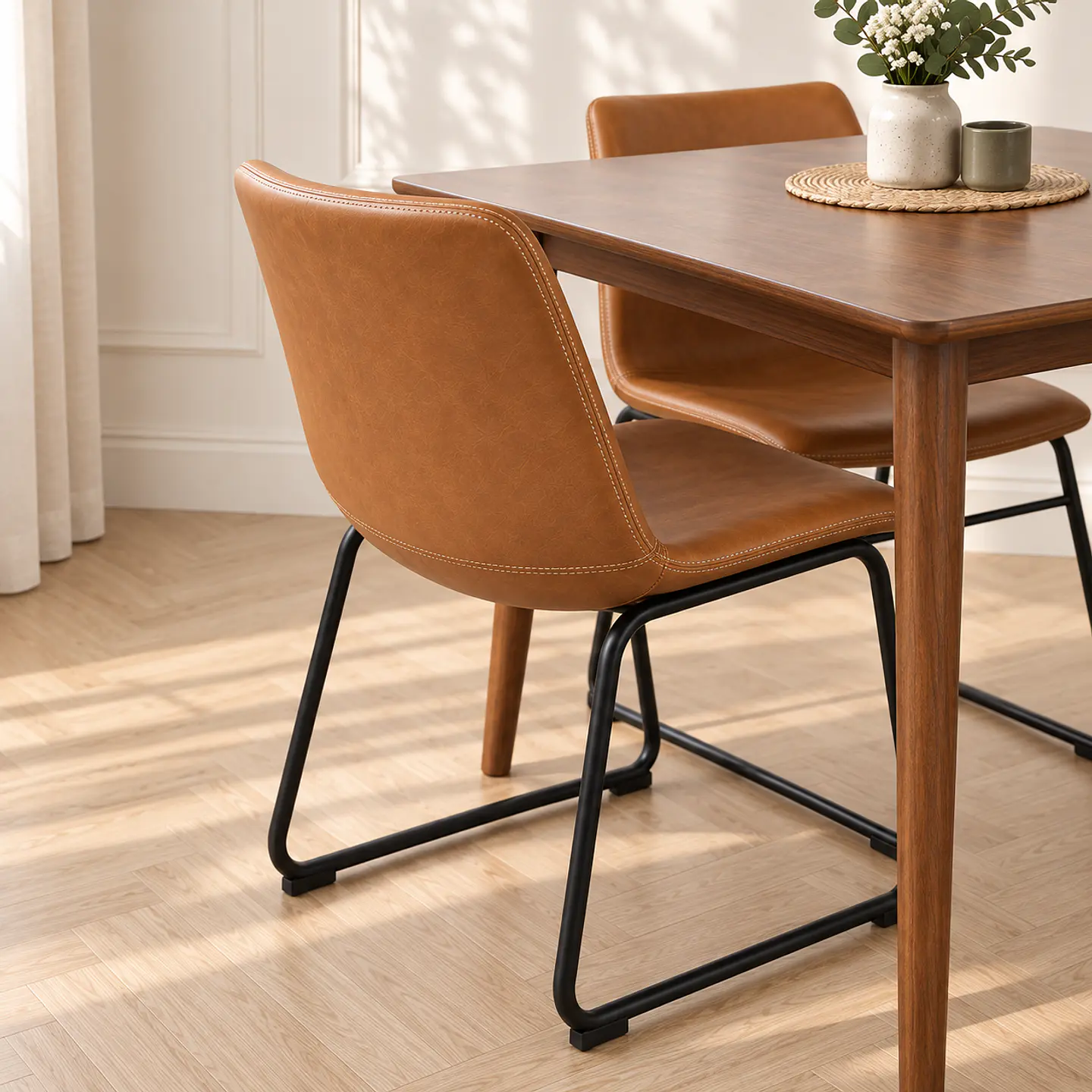 Mesa Cuadrada Vema Walnut + 4 Sillas Burgos Café Black - Comedor Restaurante Cocina 3