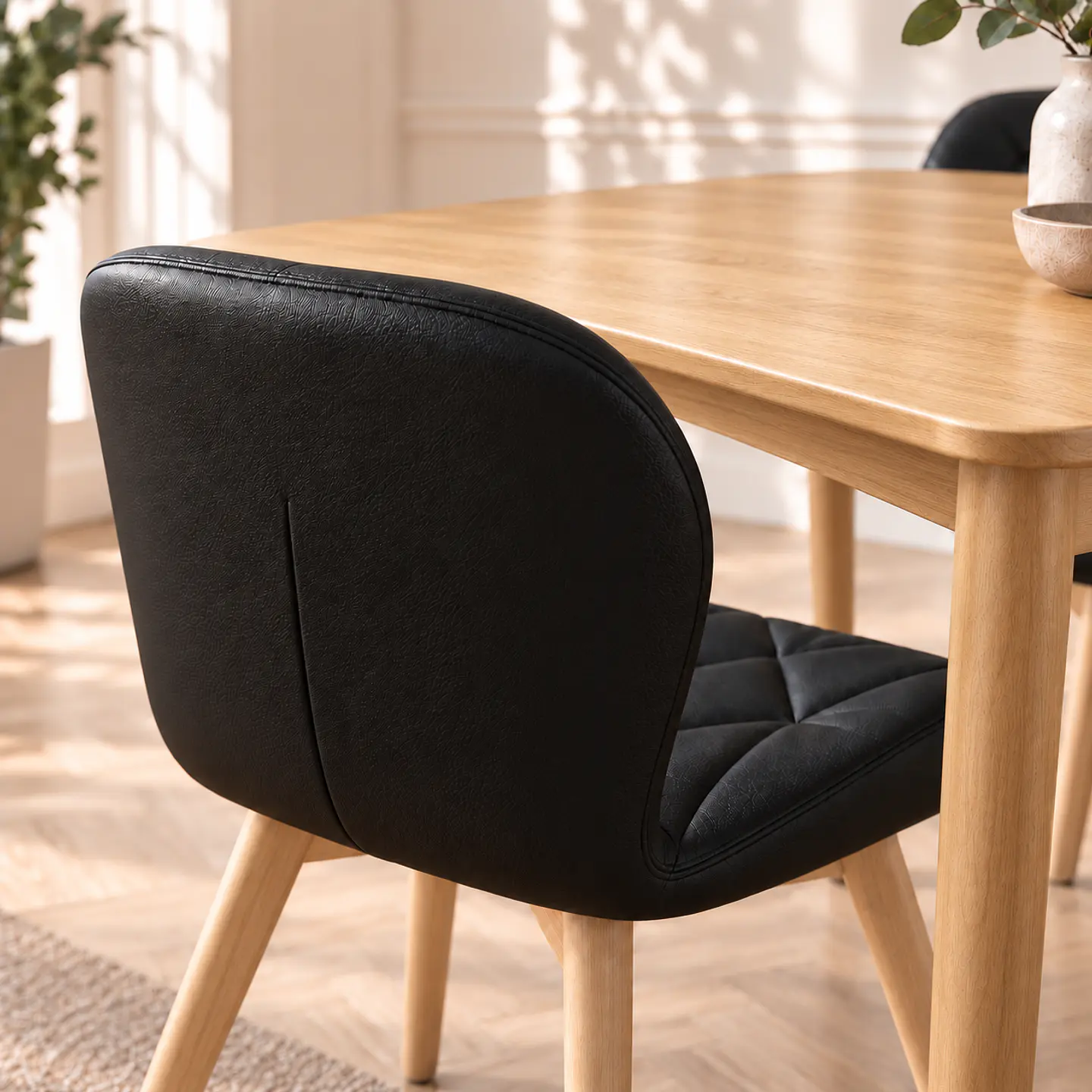 Mesa Rectangular Vema Natural 160x80+ 6 Sillas Mariposa Ecocuero - Comedor Cocina Living 3