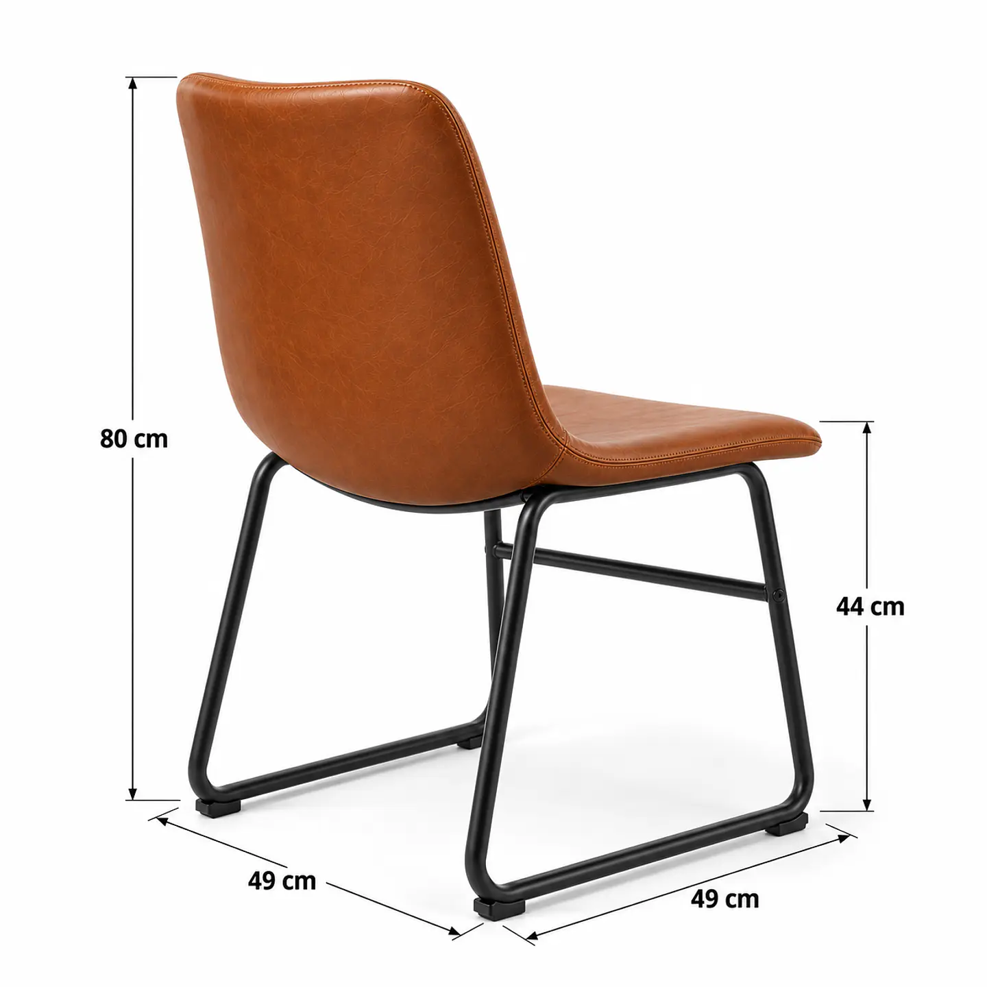 Silla Burgos Cuero PU Camel estructura firme Black - Comedor Restaurante Recepción  3