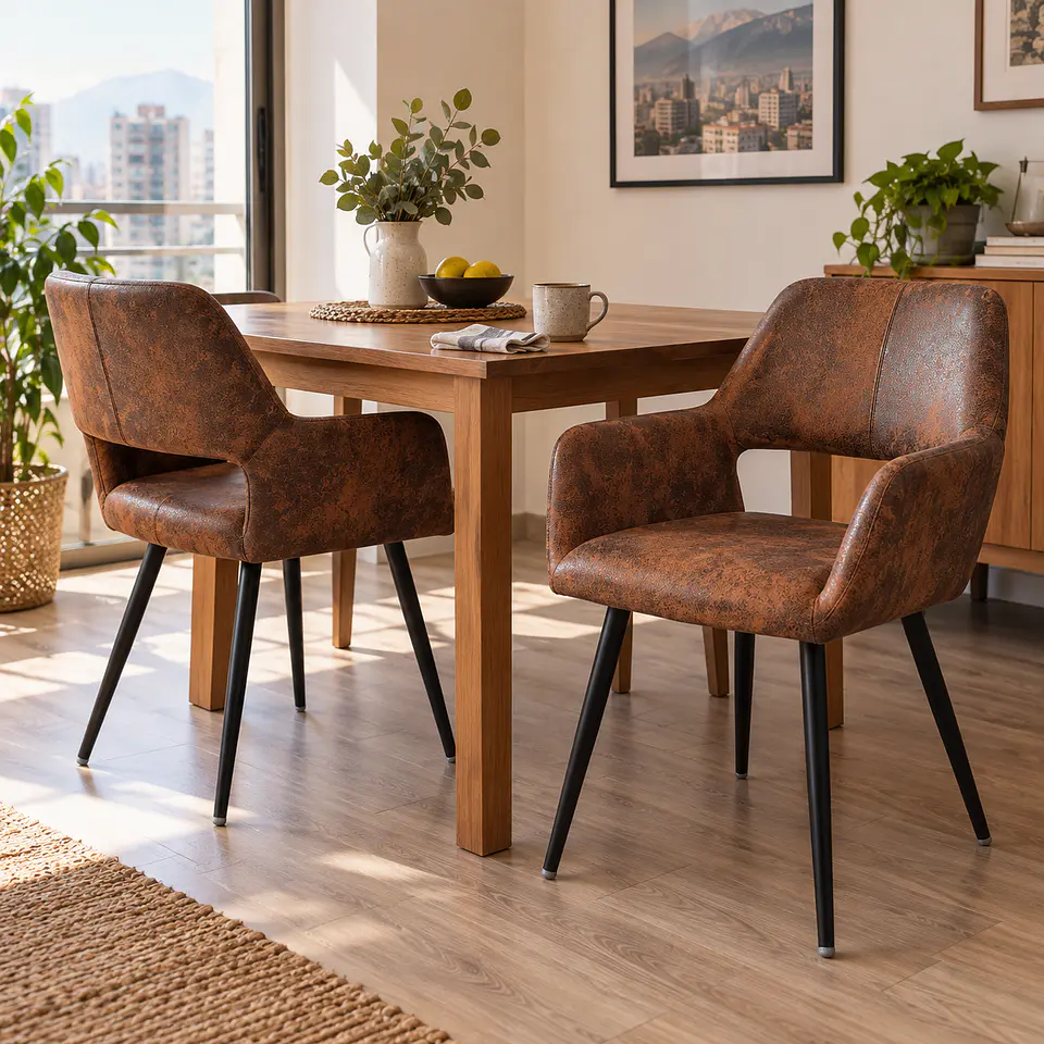Sitial Burgos Ecocuero Café Vintage Black - Comedor Recepción Restaurante 2