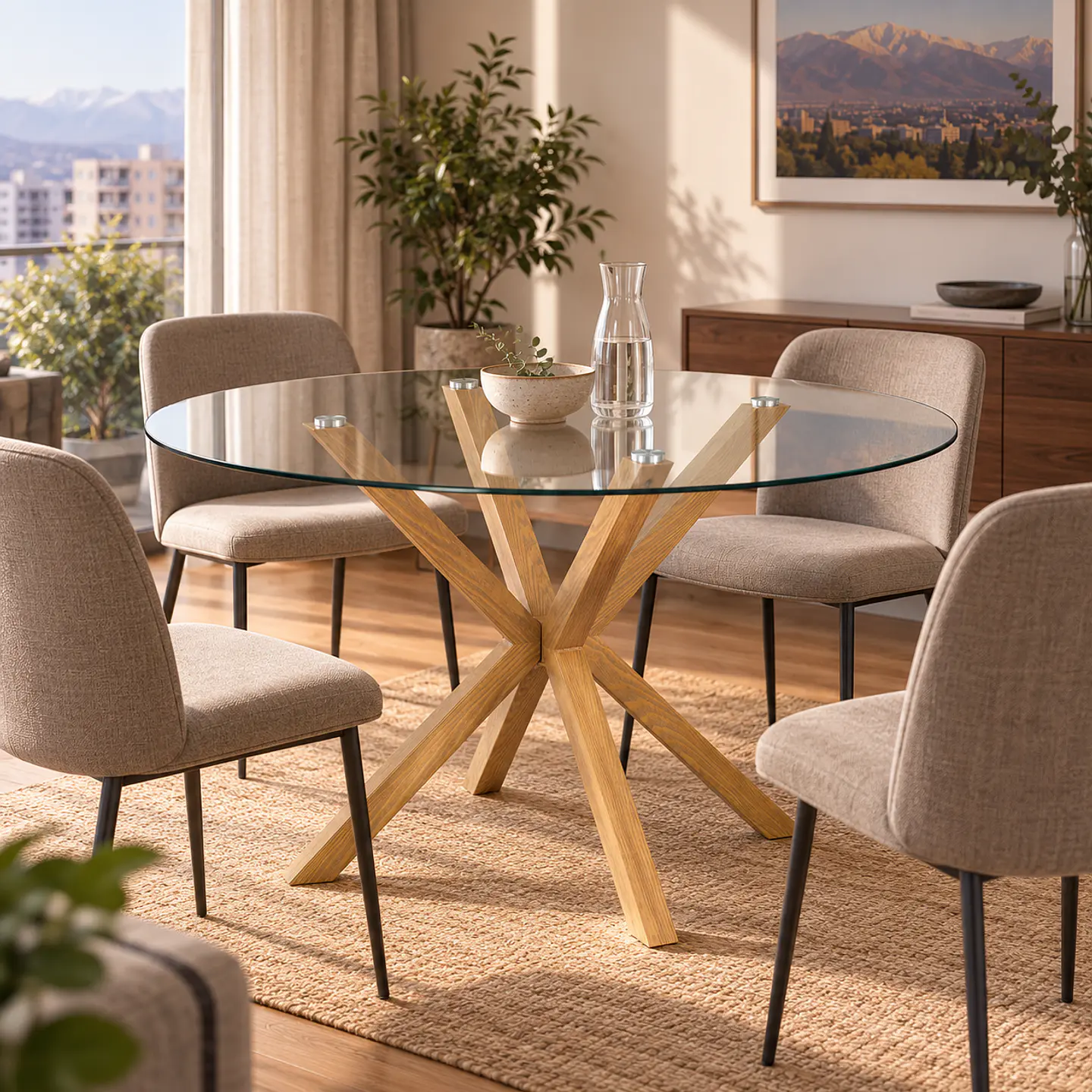 Mesa redonda Vidrio Madrid Warwick 80cm metal wood - Comedor restaurante 2