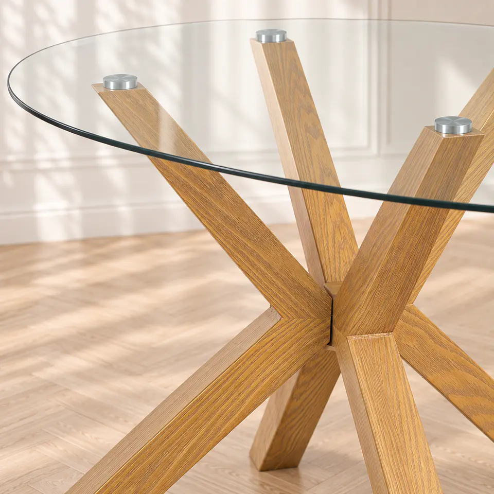 Mesa redonda Vidrio Madrid Warwick 80cm metal wood - Comedor restaurante 3