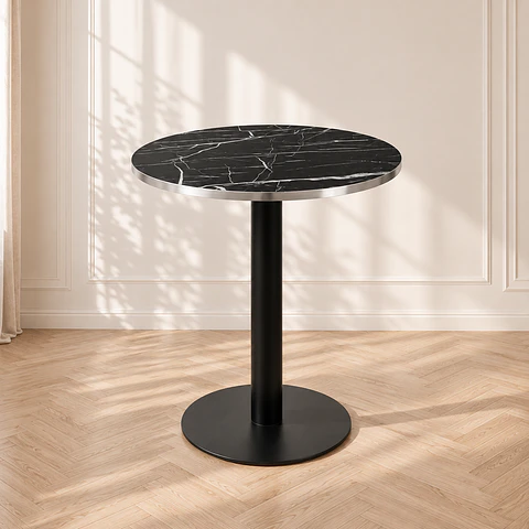 Mesa Verona Redonda Mármol Black - Cafetería Restaurante Cocina