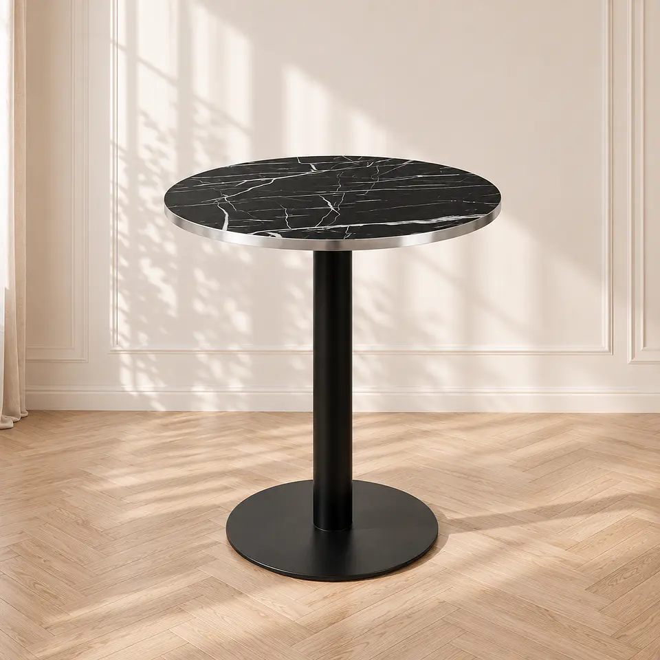 Mesa Verona Redonda Mármol Black - Cafetería Restaurante Cocina 1