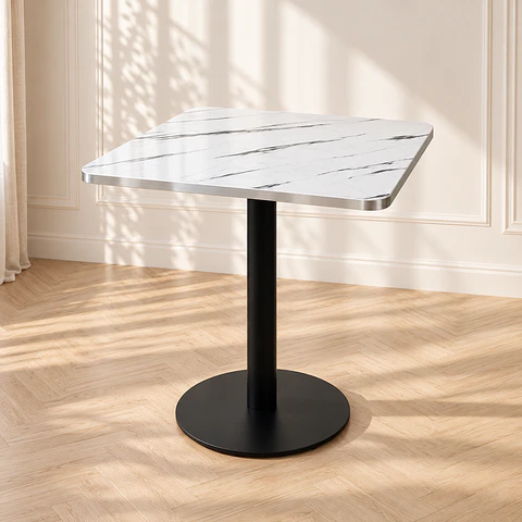 Mesa Verona Cuadrada Mármol Blanco Black - Cafetería Restaurante Cocina