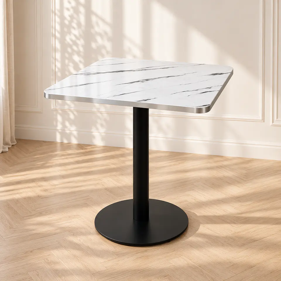 Mesa Verona Cuadrada Mármol Blanco Black - Cafetería Restaurante Cocina 1