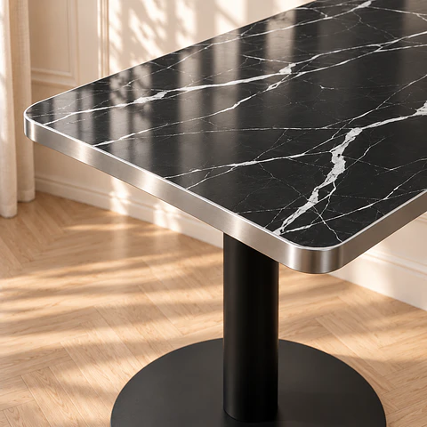 Mesa Verona Cuadrada Mármol Negro Black - Cafetería Restaurante Cocina