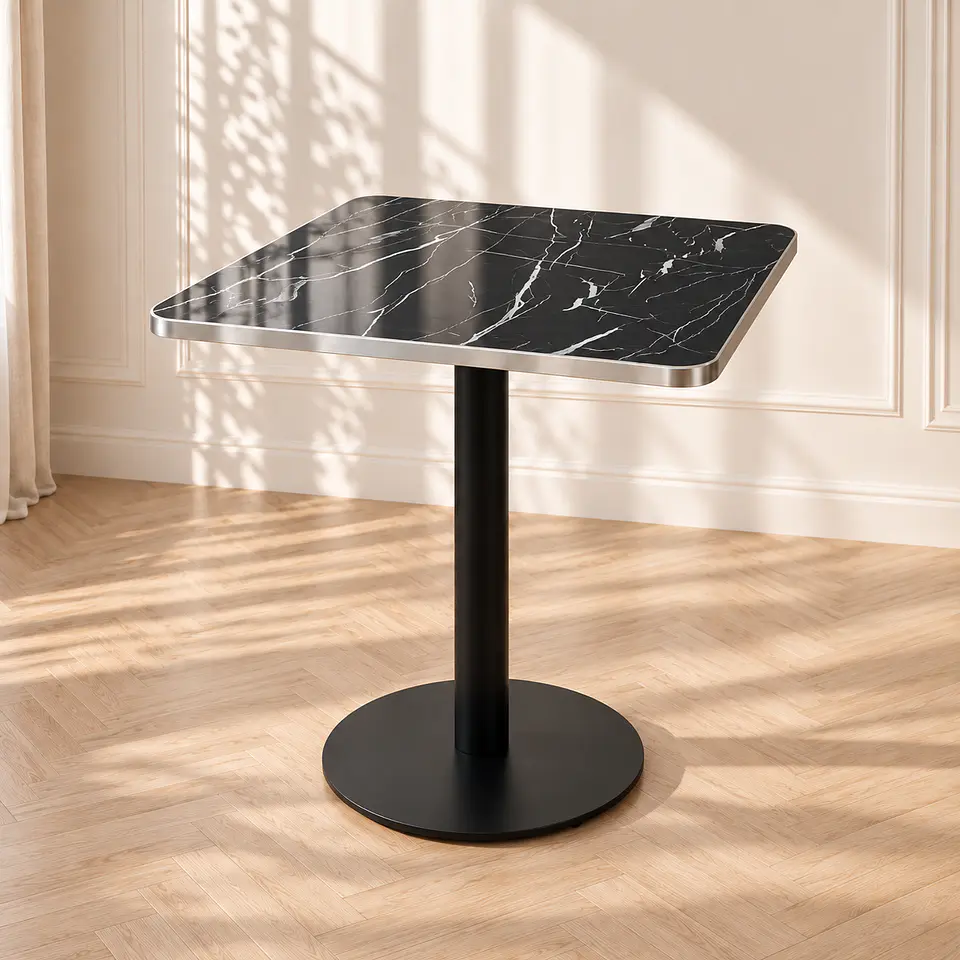 Mesa Verona Cuadrada Mármol Negro Black - Cafetería Restaurante Cocina 1