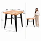 Mesa Cuadrada Tolix Wood Madera Pino Natural Black - Comedor Restaurante Cafetería exterior - Miniatura 4