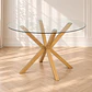 Mesa Madrid Warwick Cross Redonda de 100 cm Vidrio Templado y Patas Metálicas Efecto Madera Natural comedor restaurant - Miniatura 1