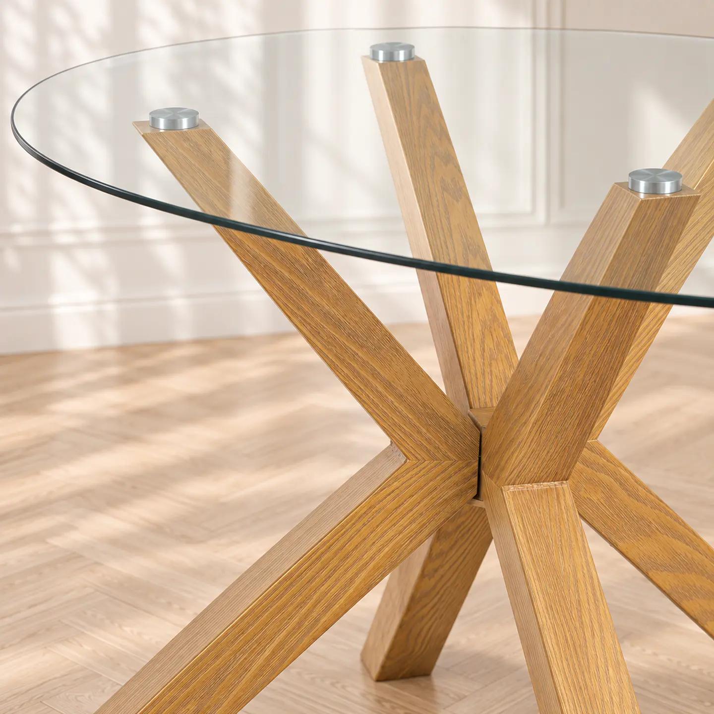 Mesa Madrid Warwick Redonda Vidrio +4 Sillas Windsor Cross de Madera - Comedor 5