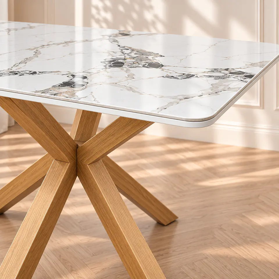 Mesa Rectangular Madrid Calacatta Blanco Wood - Comedor Cocina Sala de Reuniones 2