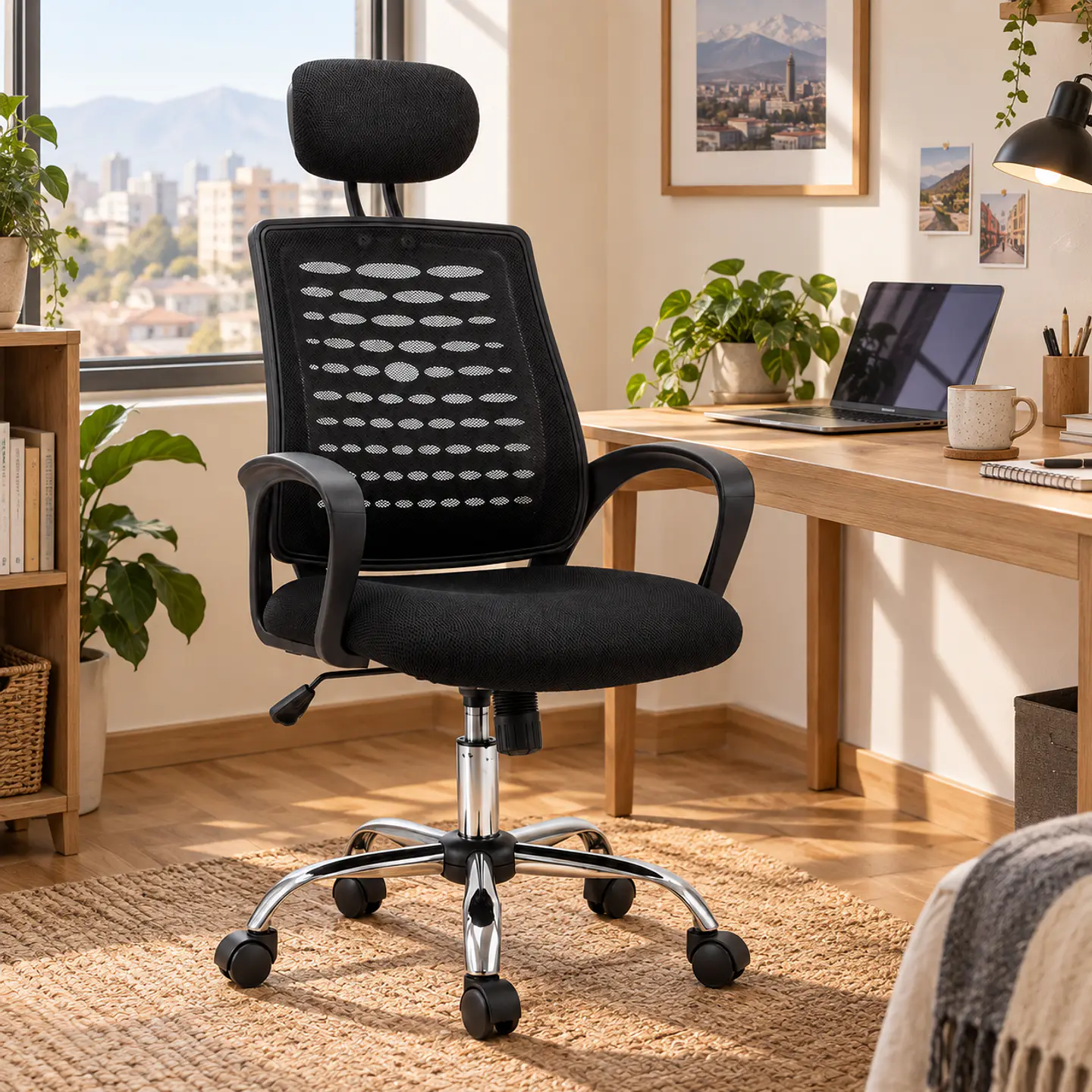 Silla Nylon Escritorio Negro- Oficina Home Office Estudio 3