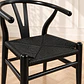 Silla Wishbone Negro Madera y tejido- living comedor restaurant - Miniatura 2