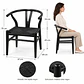 Pack de 4 Silla Wishbone Madera Negra Tejido Natural- comedor living restaurant - Miniatura 4