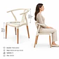 Silla Wishbone Polipropileno Beige Vainilla Base Madera Natural - Comedor Cafetería Restaurante - Miniatura 4