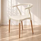 Silla Wishbone Polipropileno Beige Vainilla Base Madera Natural - Comedor Cafetería Restaurante - Miniatura 1