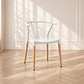 Silla Wishbone Polipropileno Blanco base Madera Natural - Comedor Cafetería Restaurante - Miniatura 1