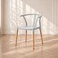 Silla Wishbone Polipropileno Gris base Madera Natural - Comedor Cafetería Restaurante - Miniatura 1