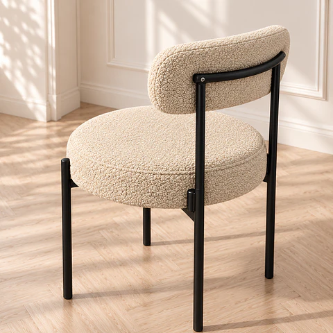 Silla MK Bouclé ovejita Beige Negro - Comedor Living Recepción