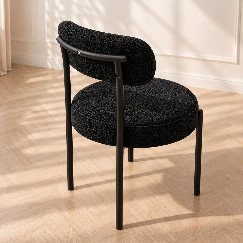 Silla MK Bouclé ovejita Negro y Negro - Comedor Living Recepción 2