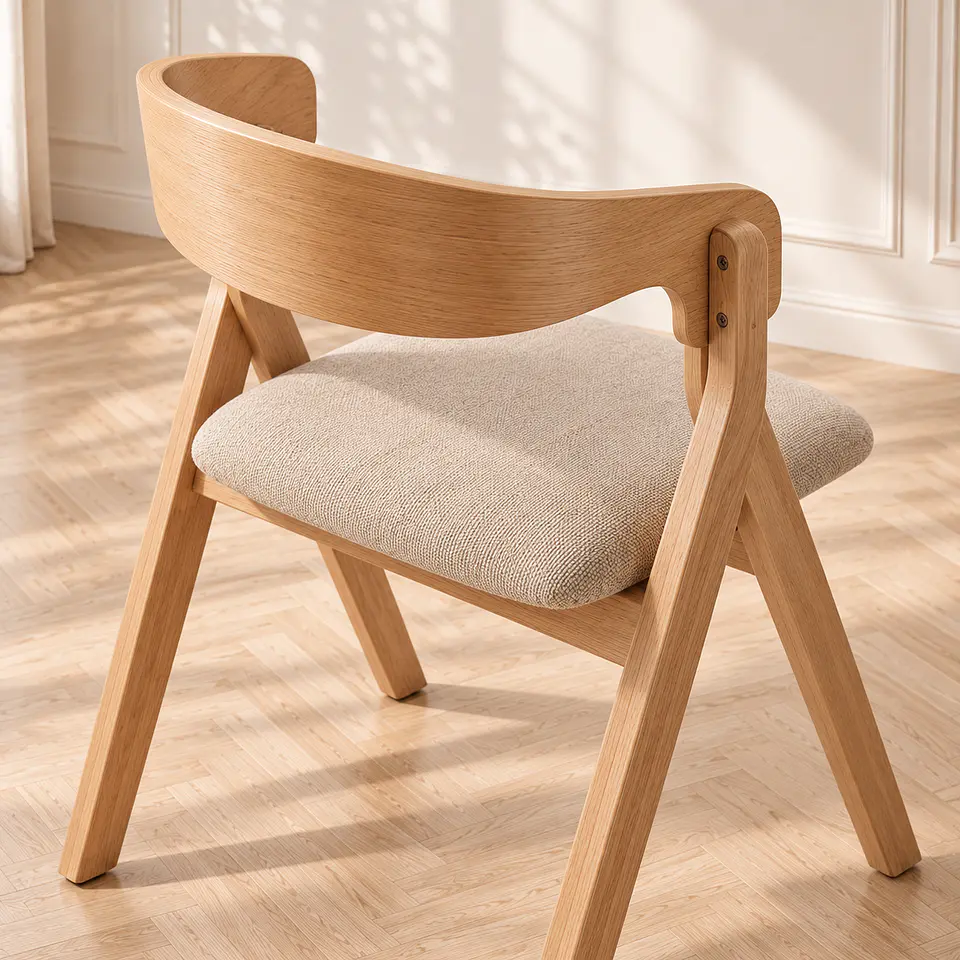 Silla Margot Lino con Apoyabrazos y Madera Natural Beige - Comedor living  4