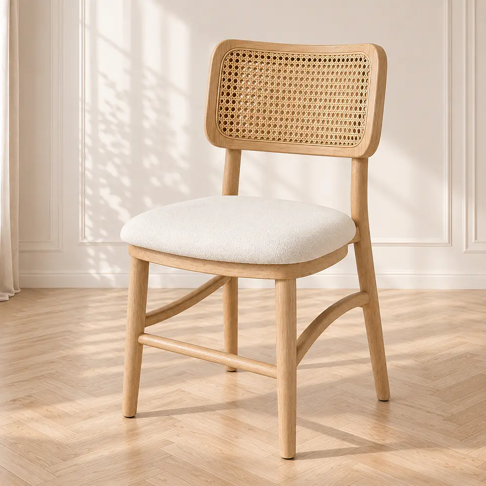 Silla Maitén Ratán Madera Natural - Comedor Cafetería Restaurante 1