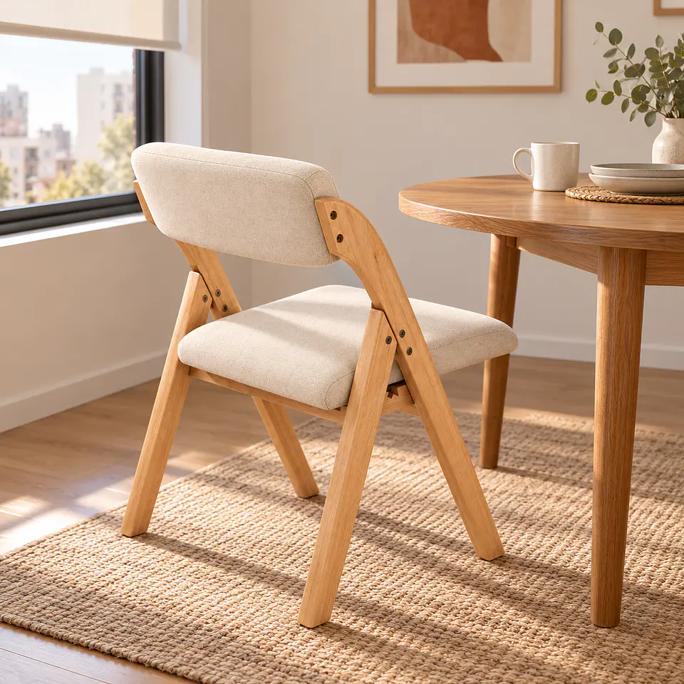 Silla Betlahem de Madera Plegable con Tapiz de Lino Acolchad 4