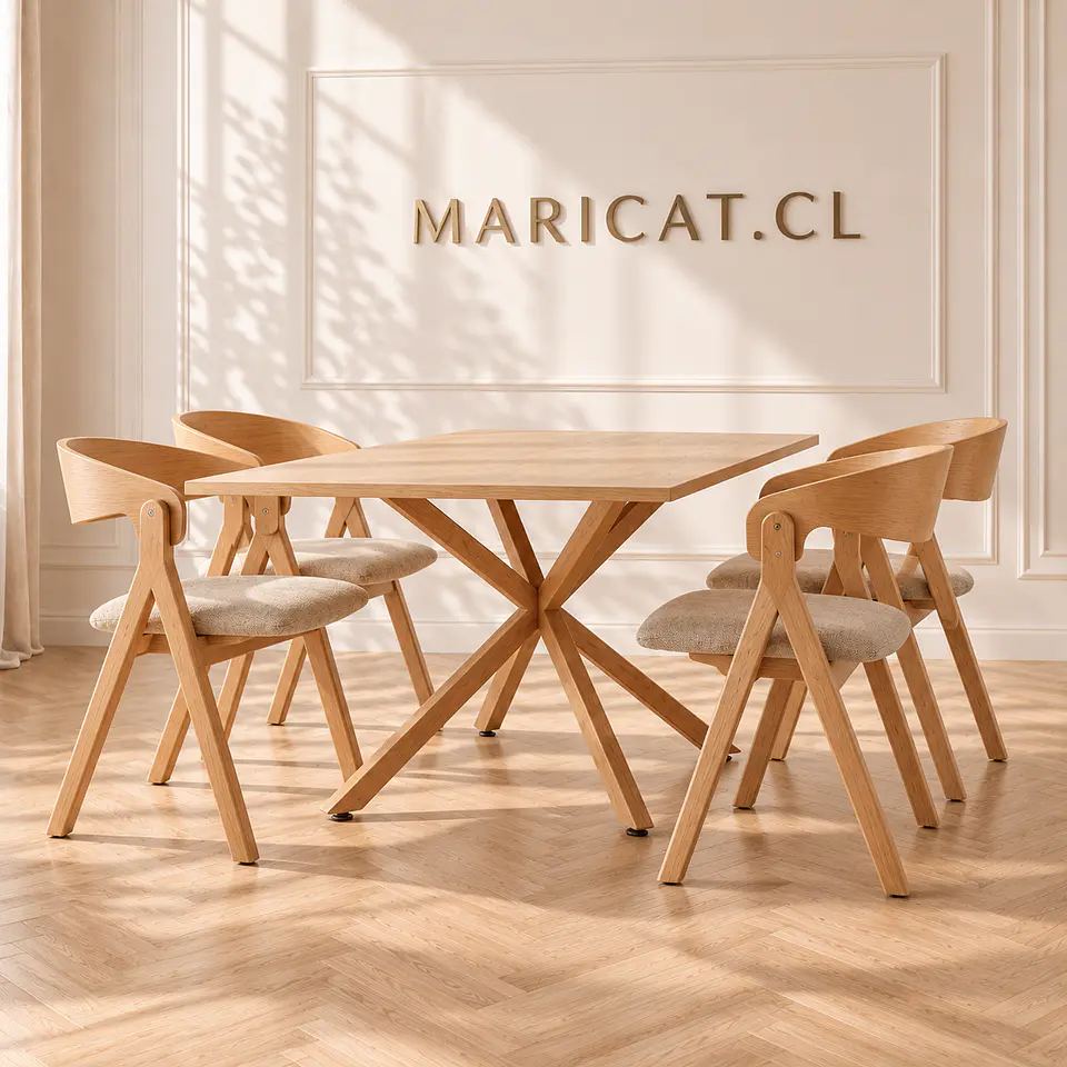 Comedor Argo Madrid Wood + Sillas Margot Chenilla - Comedor Living Departamento 1
