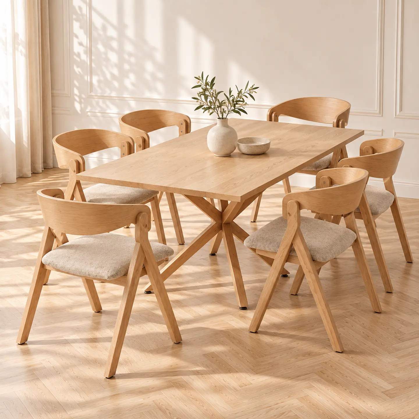 Comedor Argo Madrid Wood + Sillas Margot Chenilla - Comedor Living Departamento 2