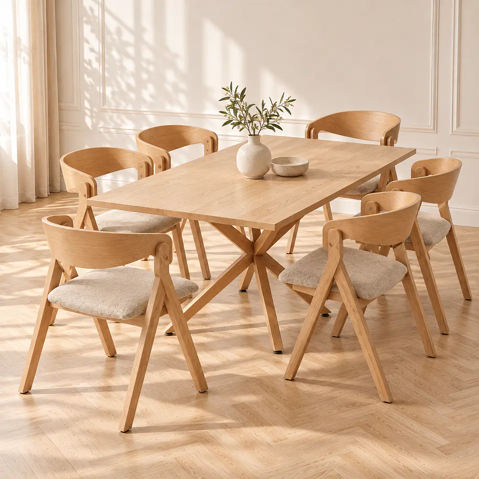 Comedor Argo Madrid Wood + Sillas Margot Chenilla - Comedor Living Departamento 2