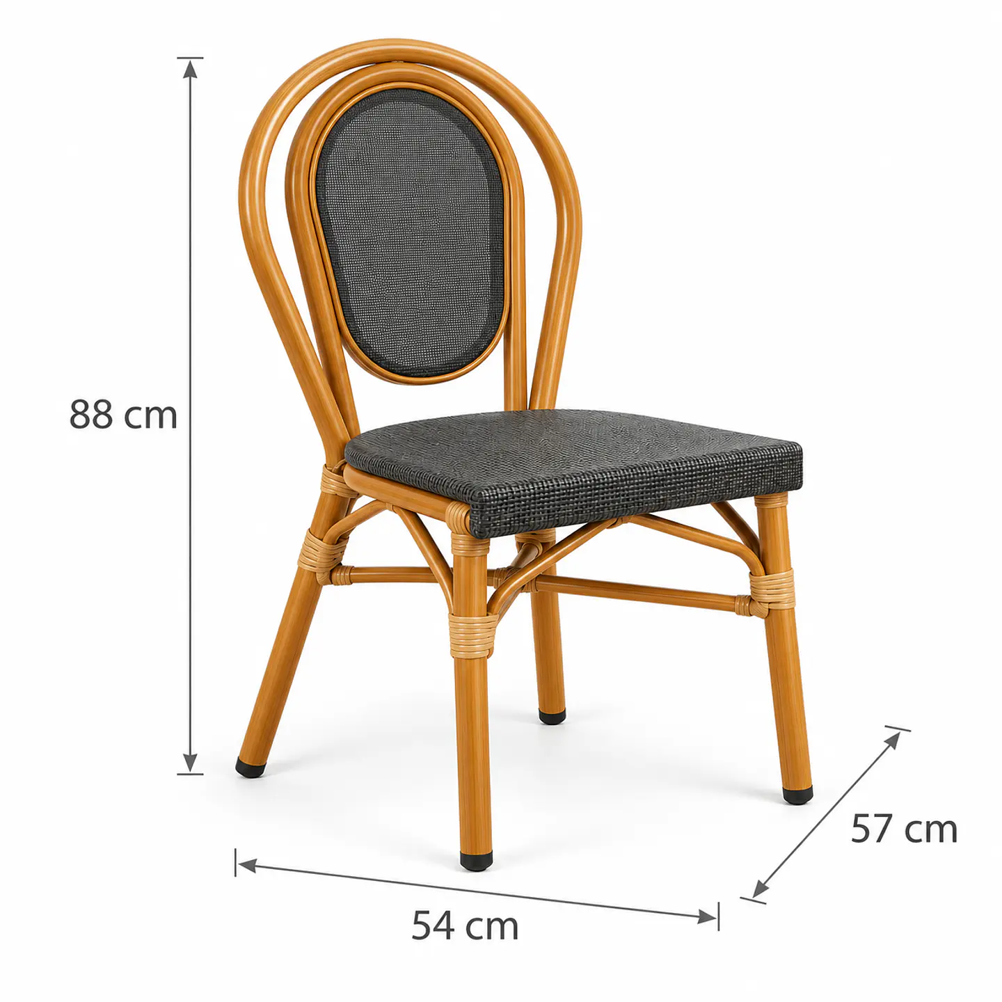 Silla Parisina Rivoli Ratán Grafito Madera -Comedor terraza restaurant cafeteria 3