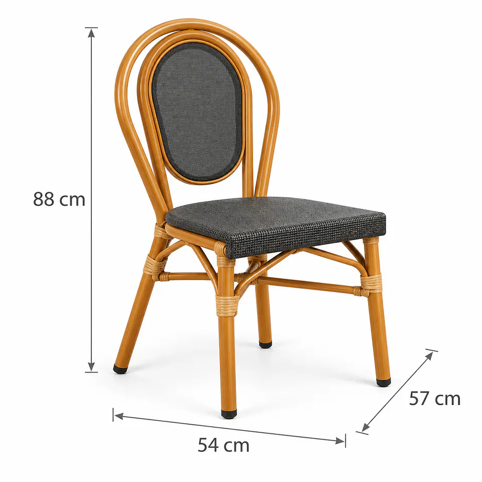 Silla Parisina Rivoli Ratán Grafito Madera -Comedor terraza restaurant cafeteria 3