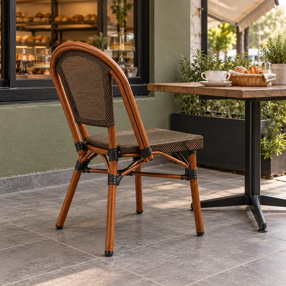 Silla Parisina Roma Ratán Madera - Terraza Cafetería Restaurante 4