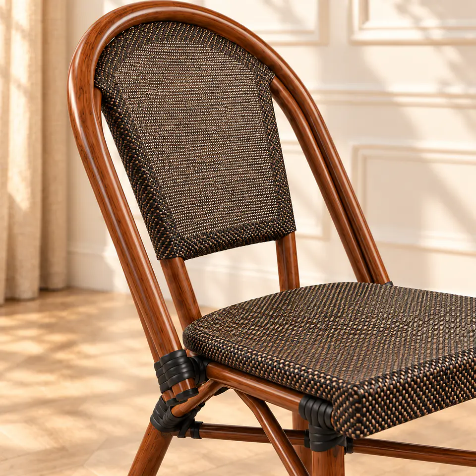 Silla Parisina Roma Ratán Madera - Terraza Cafetería Restaurante 5