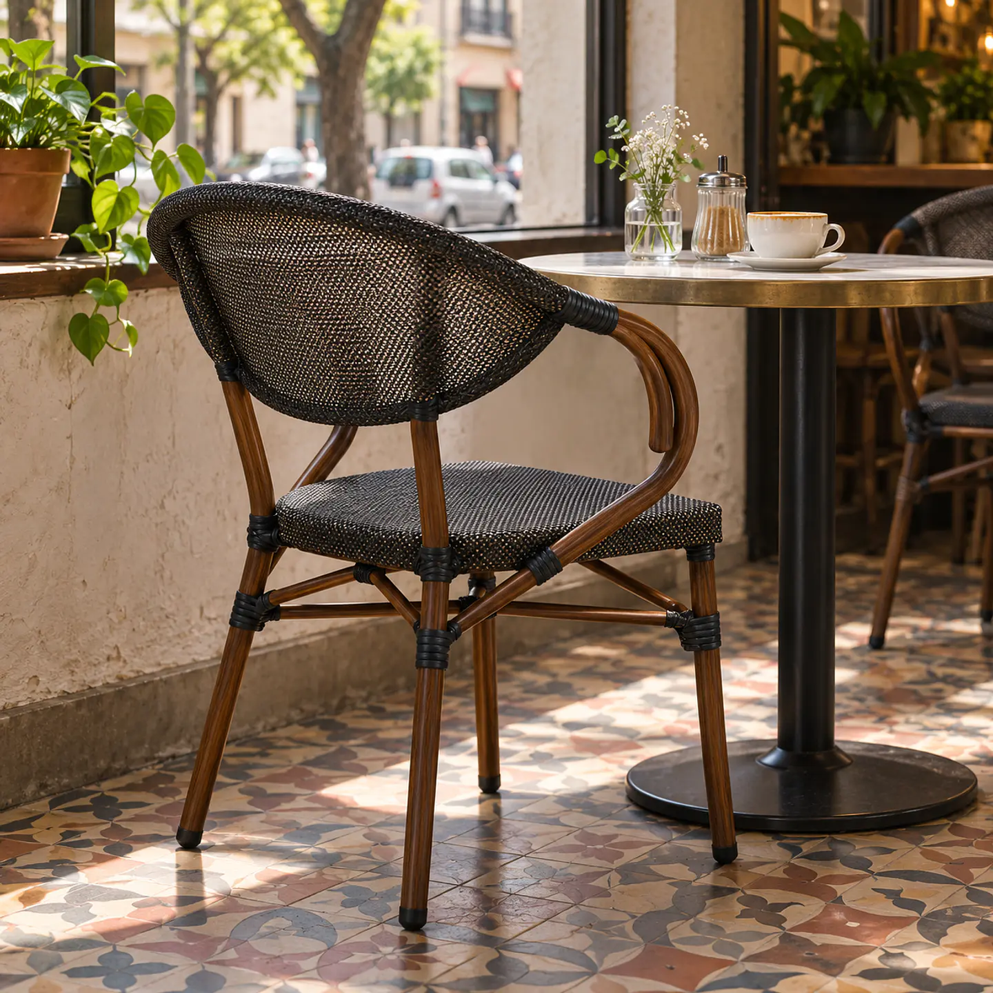 Butaca Parisina Belle Ratán Madera - Terraza Cafetería Restaurante 4