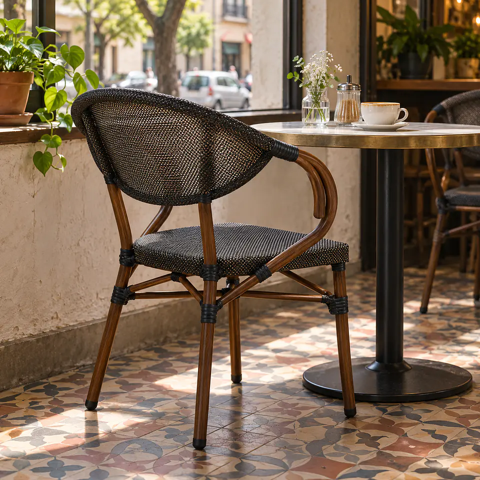 Butaca Parisina Belle Ratán Madera - Terraza Cafetería Restaurante 4
