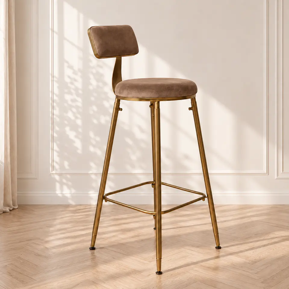 Set 4 Taburete Bar Chic Velvet Gold Marron- cocina 2