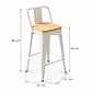 Taburete Bar Tolix metal Blanco con Madera clara - cocina restaurant terraza eventos - Miniatura 3
