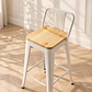 Set 4 Taburete Bar Tolix metal Blanco con Madera clara - cocina restaurant terraza eventos - Miniatura 2
