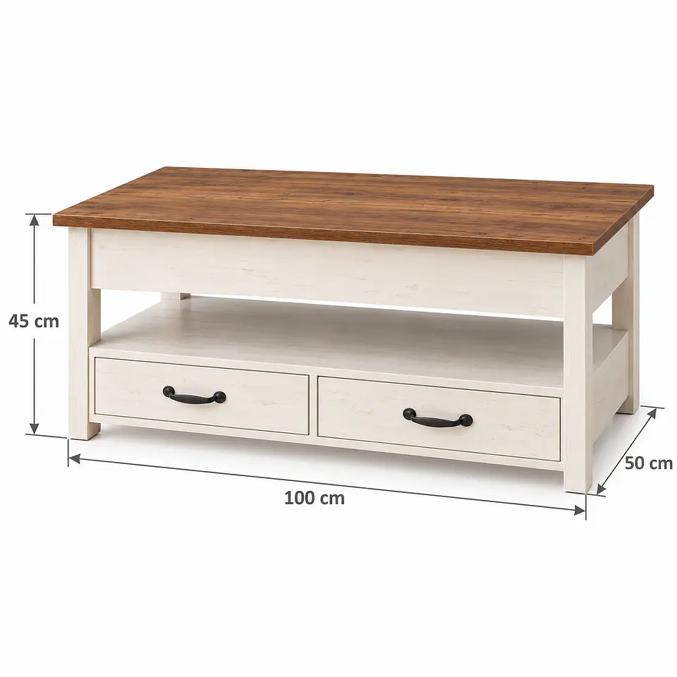 Mesa de Centro Blanca Elevable MDF Metal - Living Oficina Departamento 2